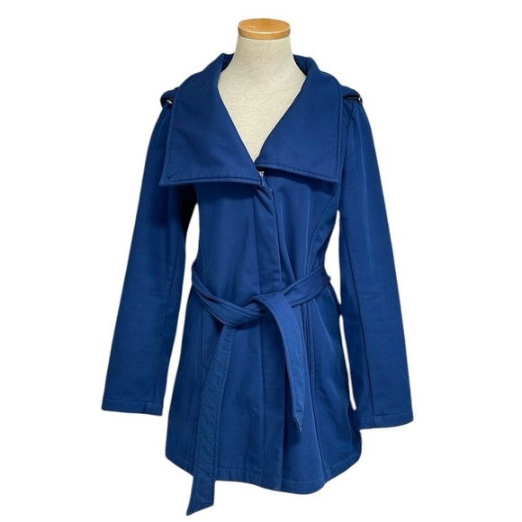 MIA MELON Jacket Rain Coat Blue Tie Waist Pockets Blue Size Small - Picture 1 of 12
